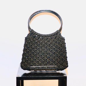 1970s black crochet bag perfect for spring and sum